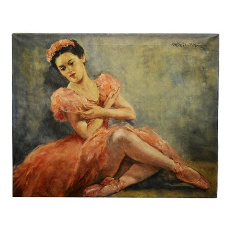 1950s Figurative Oil Painting Frida Kahlo In Pink Ballerina By Pal