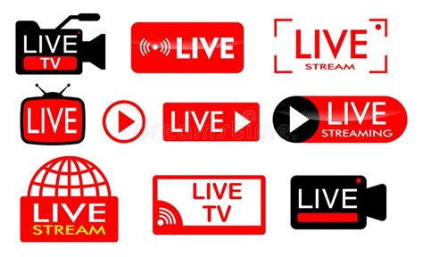 Set Of Live Streaming Icon Or Live Broadcasting Online Concepts Eps 10