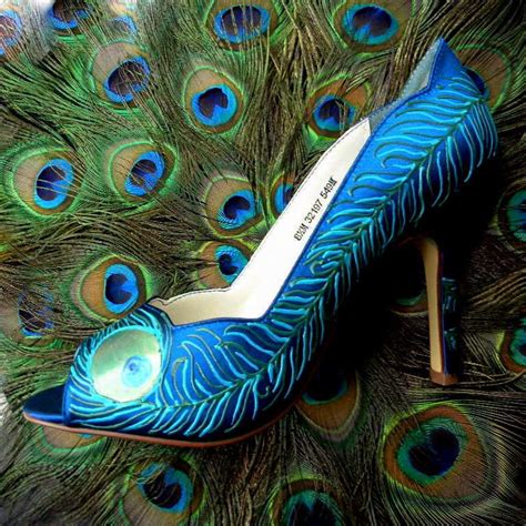 Wedding Shoes Turquoise Peacock Feather Cobalt Sale 14500 Via Etsy