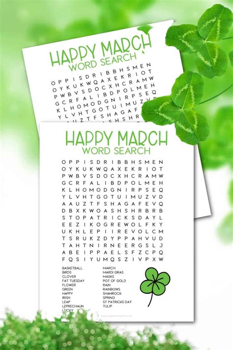 March Word Search Printable