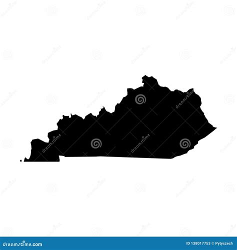 Kentucky State Of Usa Solid Black Silhouette Map Of Country Area
