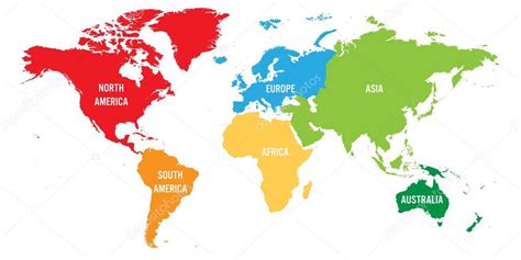 Mapa Mundial Simple Mapa Del Mundo Dividido En Seis Continentes Cada