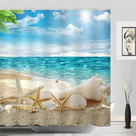 Coasters for drinks sea beach 6 pack cork ceramic stone coaster cup mat absorbent place mats starfish and seashell summer mugs kitchen decor cup for coffee table bar 4.7 out of 5 stars 10 $16.99 $ 16. Sunshine Beach Starfish Shower Curtain Seashell Sandy ...