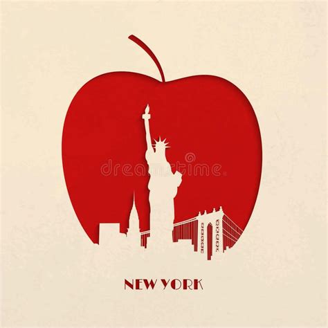 An Apple With The Statue Of Liberty On It In Front Of A Cityscape