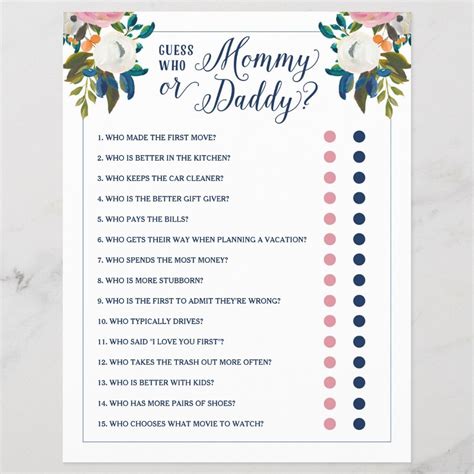 Baby Shower Game Guess Who Mommy Or Daddy Editable Daddy