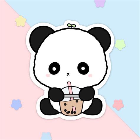 Cute Boba Sticker Bubuski Kawaii Sticker Bubble Milk Tea Etsy