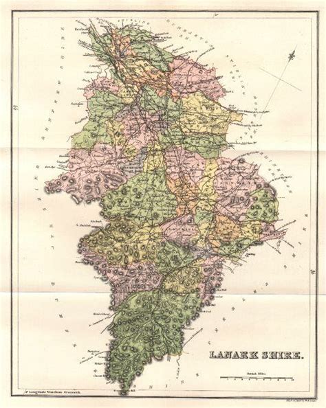 Lanarkshire Antique County Map Parishes Glasgow Scotland Lizars
