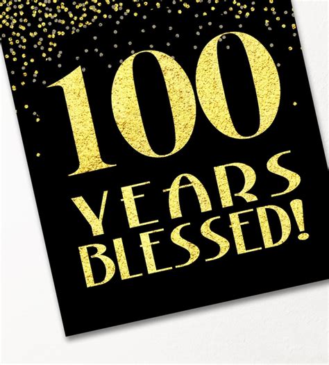 100 Years Blessed Birthday Sign Printable 100th Birthday Etsy