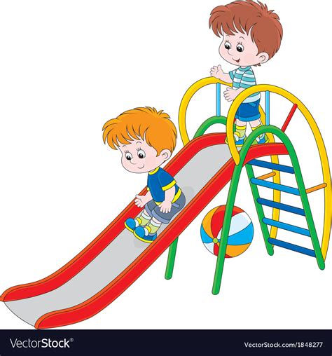 Kids On A Slide Royalty Free Vector Image Vectorstock