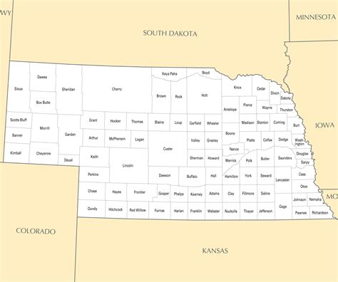 Nebraska Map With Towns And Counties Map