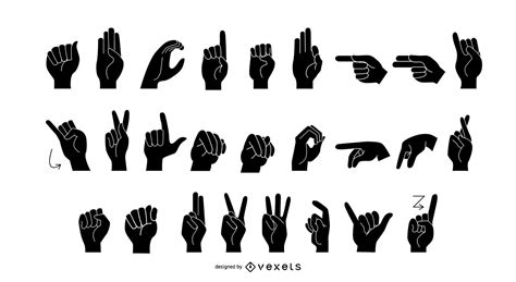 Sign Language Alphabet Silhouette Vector Download