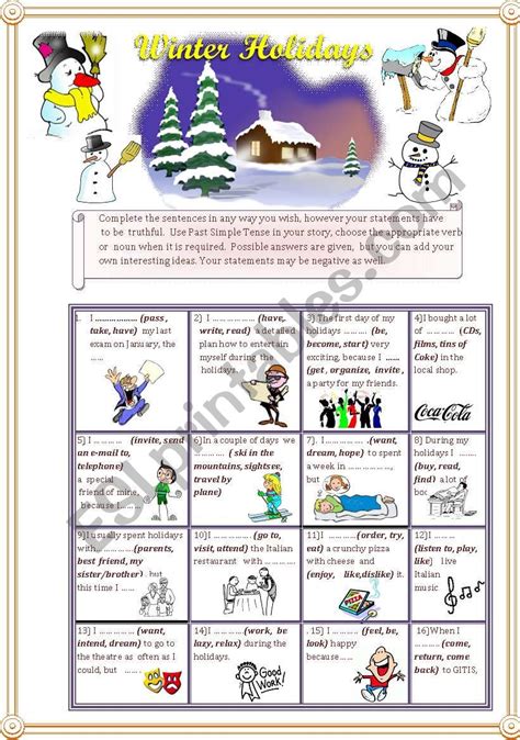 Winter Holidays Esl Worksheet By Savvinka