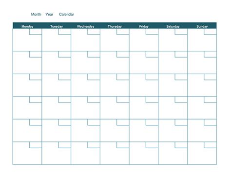 Printable Blank Monthly Calendar Excel Templates Create Your Fill In