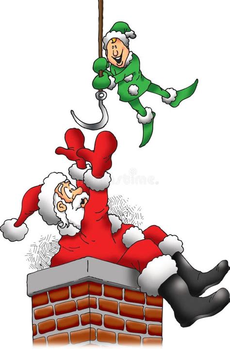 Santa Is Stuck In A Chimney Stock Illustration Illustration Of