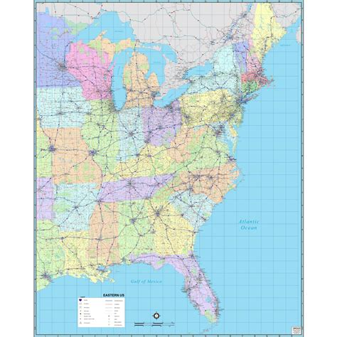 Eastern United States Regional Wall Map By Mapshop The Map Shop