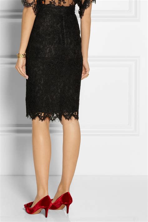 Dolce And Gabbana Lace Pencil Skirt In Black Lyst