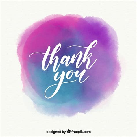 Free Vector Thank You Background With Lettering In Watercolor Stain