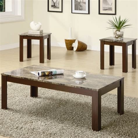 3 piece coffee table set for living room, sofa table set includes 1 coffee table and 2 end table, coffee table with wood panels and metal frame, living room furniture, brown with corss bottom. Charlton Home Colmer 3 Piece Coffee Table Set in Brown ...