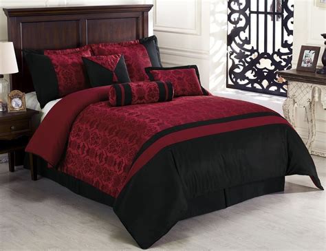 1 comforter (88 inches x 92 inches), 2 shams (20 inches x 26 inches), 1 bedskirt (60 inches x 80 inches + 14 inches) love this king size comforter set. 7pcs Oriental Dynasty Black Red Jacquard Comforter Set Bed ...