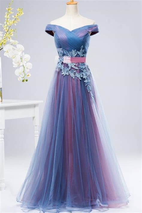 Purple Blue Wedding Gown With Sleeves Wedding