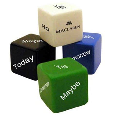 Listen to the audio pronunciation in english. Dice Decision Makers, Custom Imprinted With Your Logo!