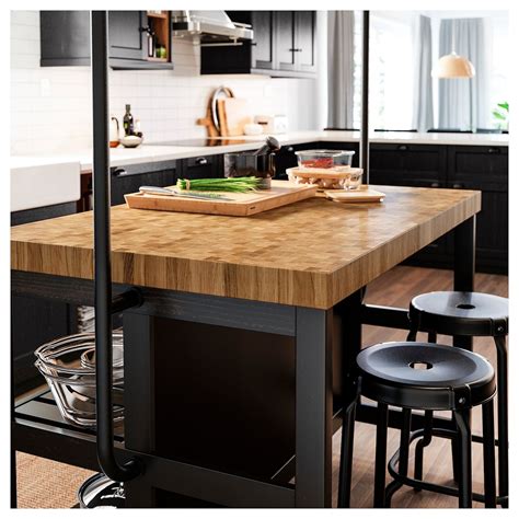 Check spelling or type a new query. VADHOLMA Kitchen island with rack, black, oak - IKEA ...