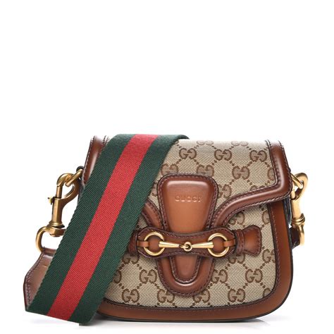 Gucci Monogram Small Lady Web Shoulder Bag Brown 219369