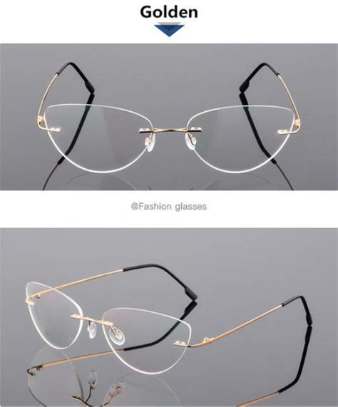 Rimless Glasses Frame Women Titanium Ultralight Eyeglasses Prescription Frameless Cat Eye