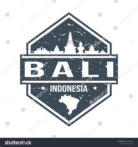 Bali Indonesia Travel Stamp Icon Skyline Stock Vector Royalty Free