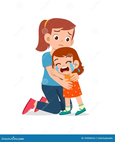 Triste Niño Y Niña Lloran Fuerte Con Mamá Y Papá Ilustración Del Vector