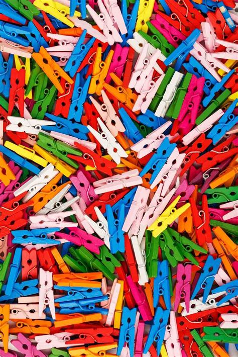 Colorful Wooden Clothespins Close Up As Texture And Background