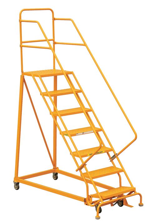 7 Step Rolling Ladder Perforated Step Tread 106 In Overall Height