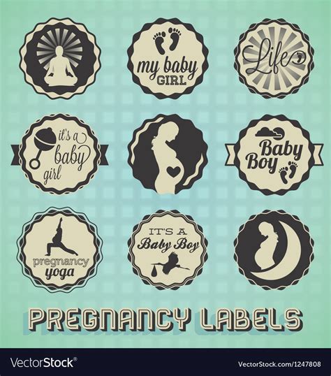 Vintage Pregnancy Labels And Icons Royalty Free Vector Image