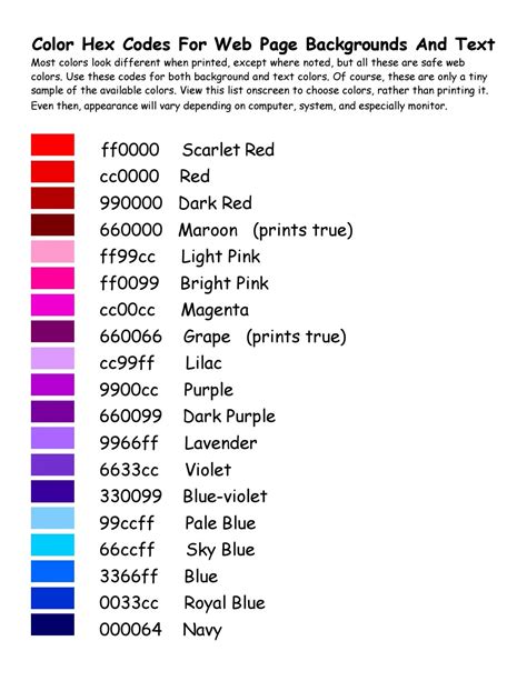 Colors Hex Codes 967
