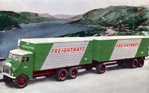 Transpress Nz 1950s White Freightliner Truck And Trailer By The