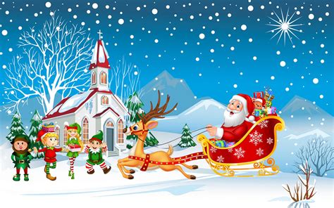 Happy Christmas Santa Claus With His Sleigh With Christmas Ts Merry
