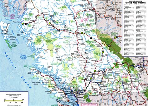 Bc Map Free Road Map Of Bc Province Canada With Cities And Towns