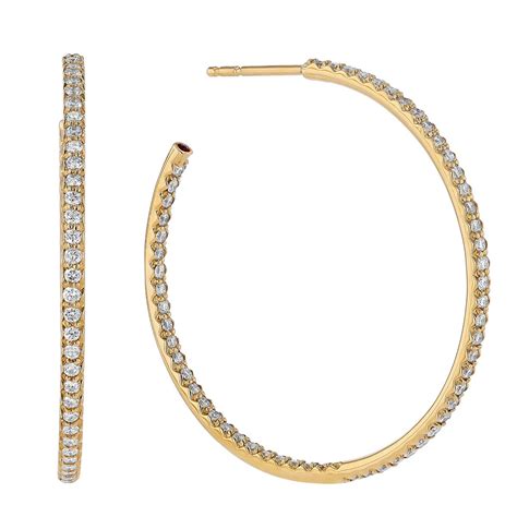 Roberto Coin Perfect Diamond Hoops Inside Out Open Hoop Earrings In