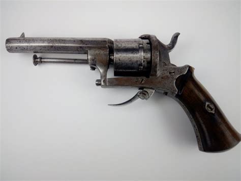 Antique Belgian Rare 19thc 7mm Pinfire Revolver Gun Elg Marking