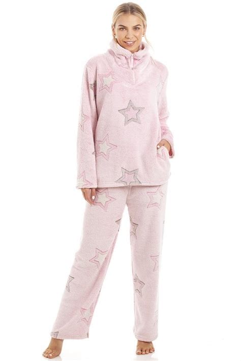 Luxurious Supersoft Fleece Light Pink Star Print Pyjama Set