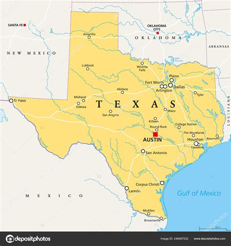 Texas United States Political Map Stock Vector Image By ©furian
