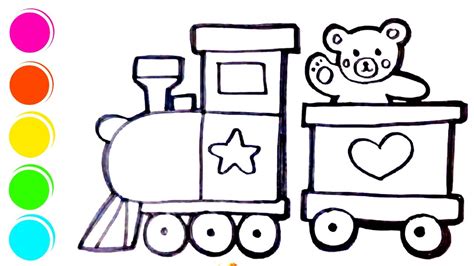 Cara Menggambar Dan Mewarnai Kereta Api Mainan Untuk Anak Toy Train