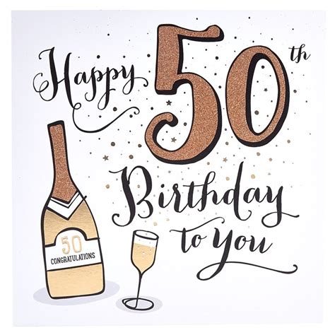 All cards can be customized in your browser and ready in no time to give to your favorite 50 year old. 50th Birthday Card - Glittery Gold, White & Black | Card ...