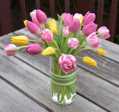 vase full of tulips spring flower arrangement fresh flowers arrangements spring flower