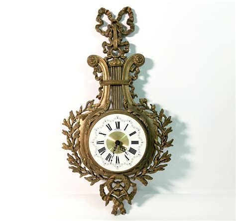 Large Tall Vintage Gold Ornate Syroco Wall Clock Mid Century French