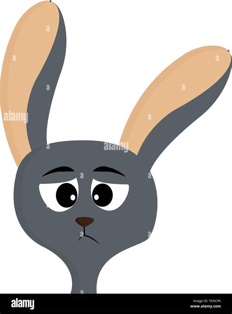 A Sad Looking Grey Rabbit With Two Big Ears Vector Color Drawing Or Illustration Stock Vector