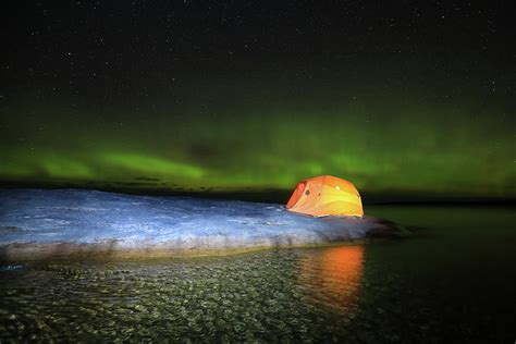 Aurora Borealis At Lake Superior Shore Photograph By Alex Nikitsin