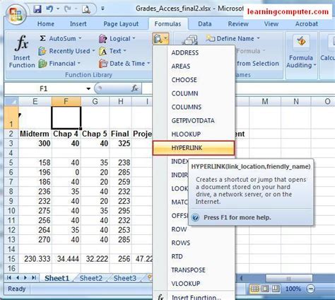 Microsoft Excel Formulas Tab Tutorial Learn Ms Excel 2007 It