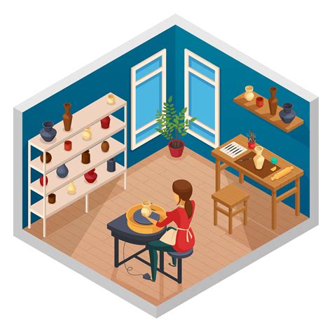 Pottery Isometric Workspace Composition 480459 Vector Art at Vecteezy