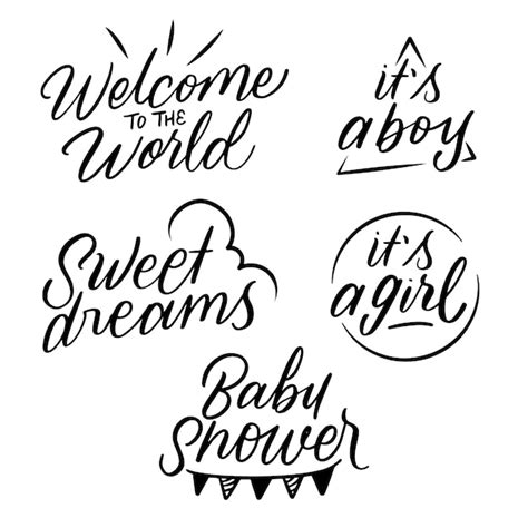 Premium Vector Black Lettering With Baby Born Phrases